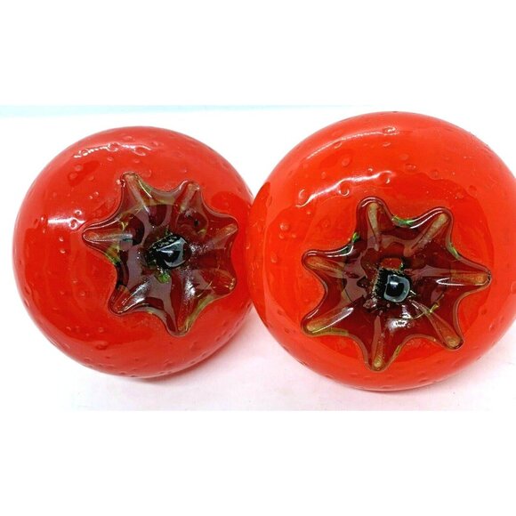 Handblown Strawberries Large Art Glass Paperweights MCM Prop Decor Photos VTG - Picture 5 of 12